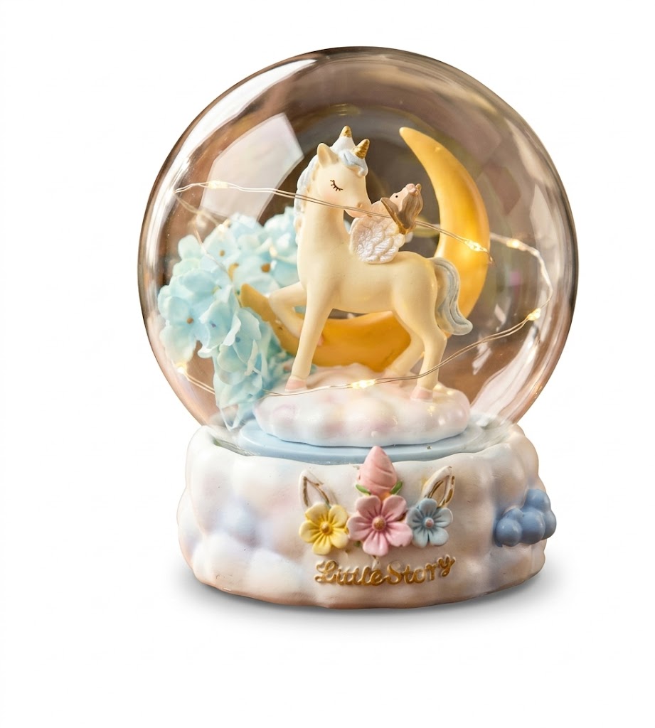 3065 ( Dreamy Unicorn Moonlight Snow Globe Décor ) - Image 2