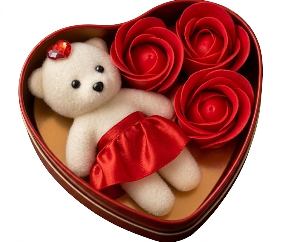3181 (Romantic Teddy Rose Heart Gift Box) - Image 3