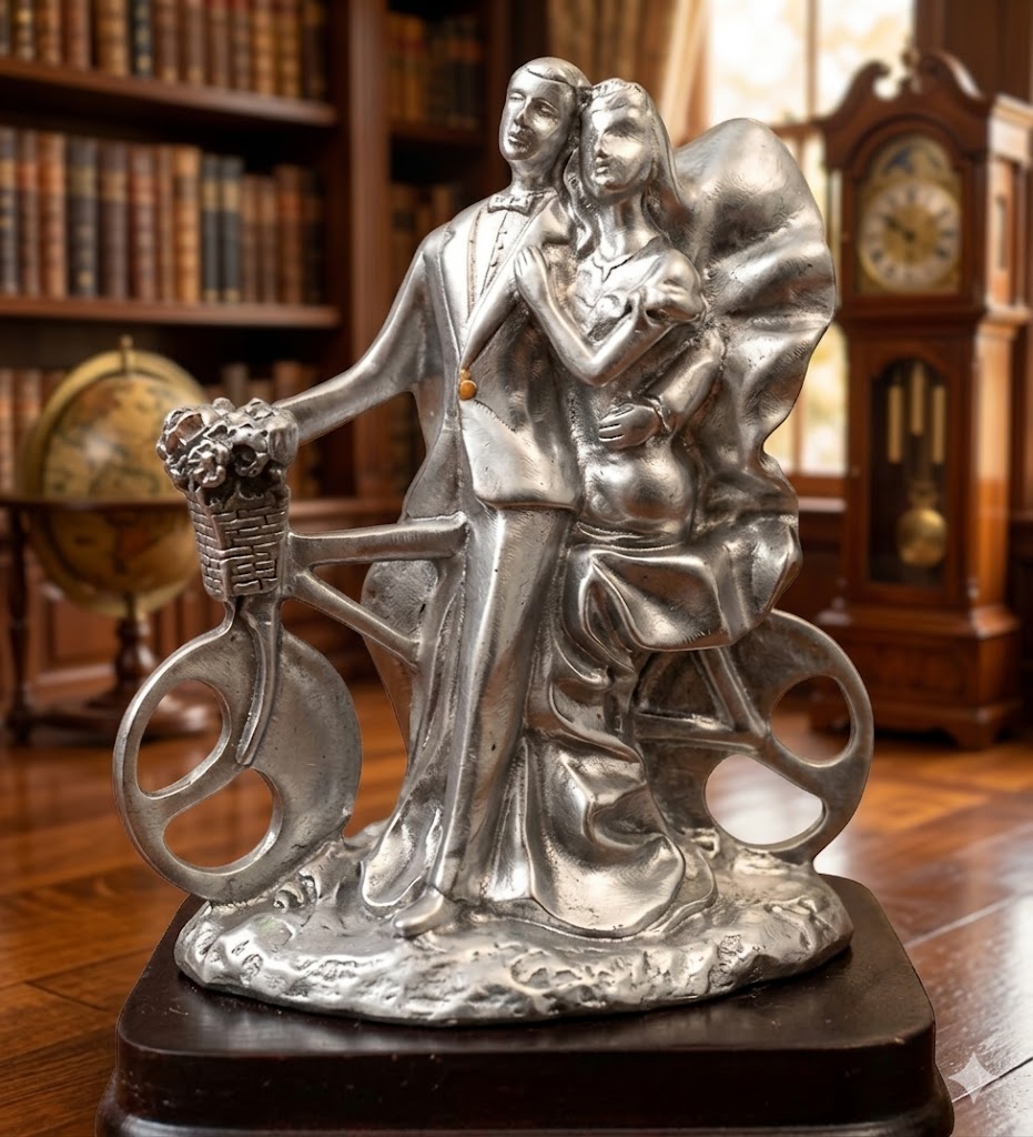 3386 (Silver Romantic Couple Bicycle Figurine)