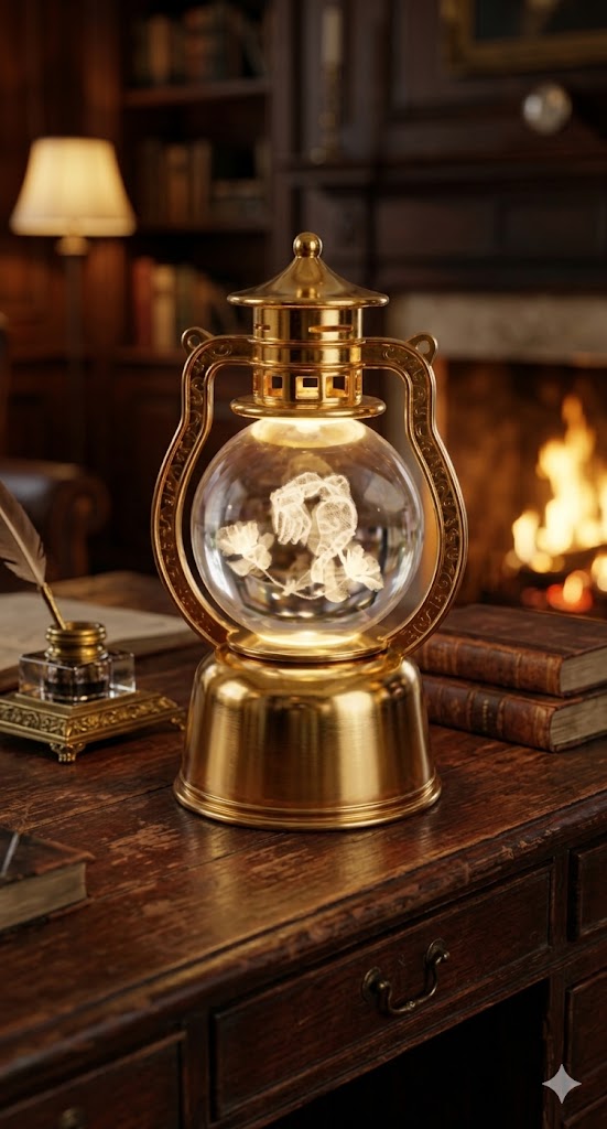 3392 (Vintage Crystal Glow Lantern Table Lamp)