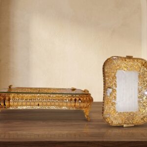 355 ( Royal Golden Serving Tray & Tissue Holder Set )