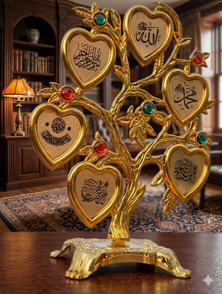 3885 (Golden Islamic Heart Tree Decorative Showpiece)