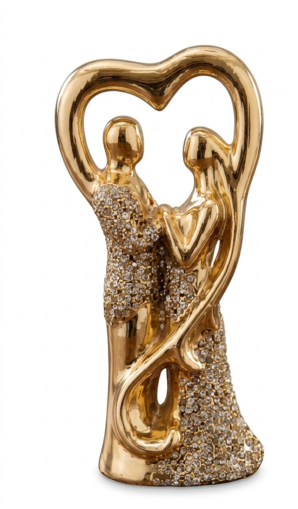 4699 (Golden Heart Embrace Couple Sculpture) - Image 2