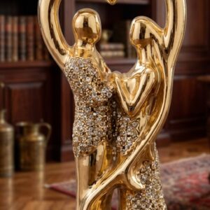 4699 (Golden Heart Embrace Couple Sculpture)