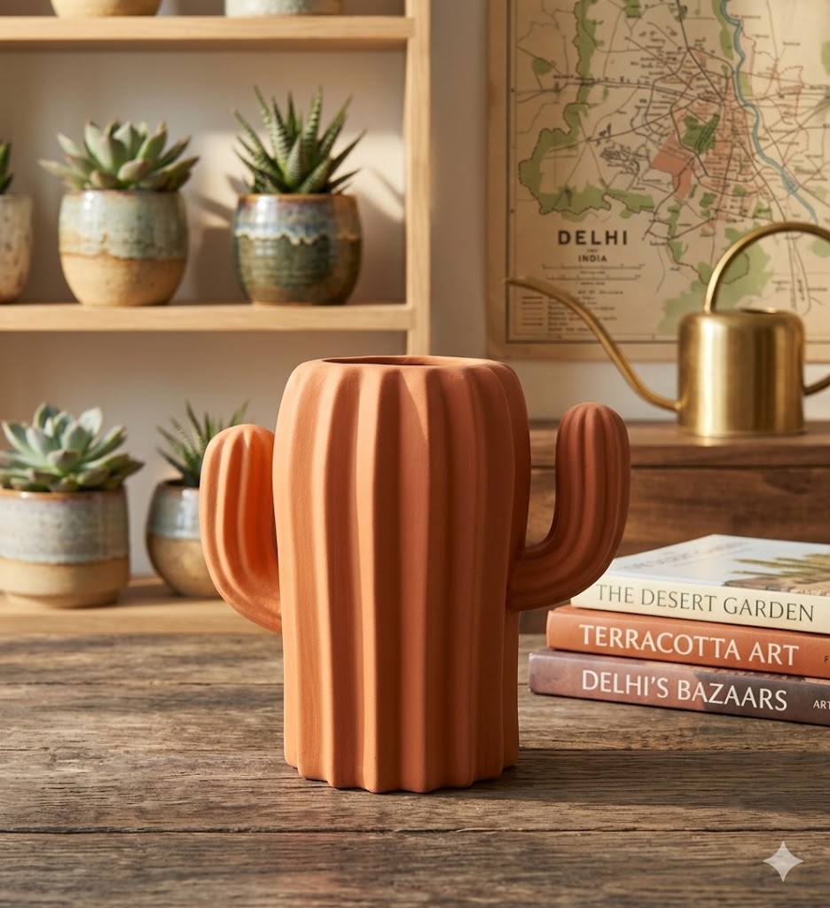 5649 (Terracotta Cactus Style Decorative Planter Vase)