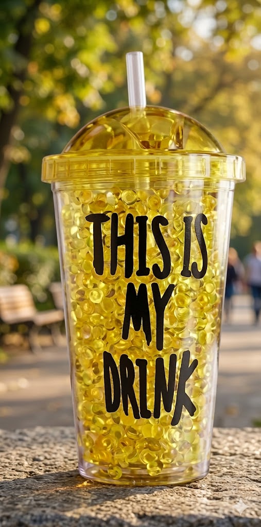 5693 (Golden Bubble Tumbler – “This Is My Drink” Statement Cup)