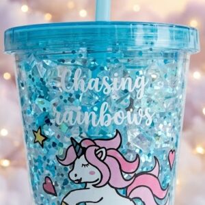 5704 (Chasing Rainbows Unicorn Glitter Tumbler – Dreamy Fantasy Sip Cup)