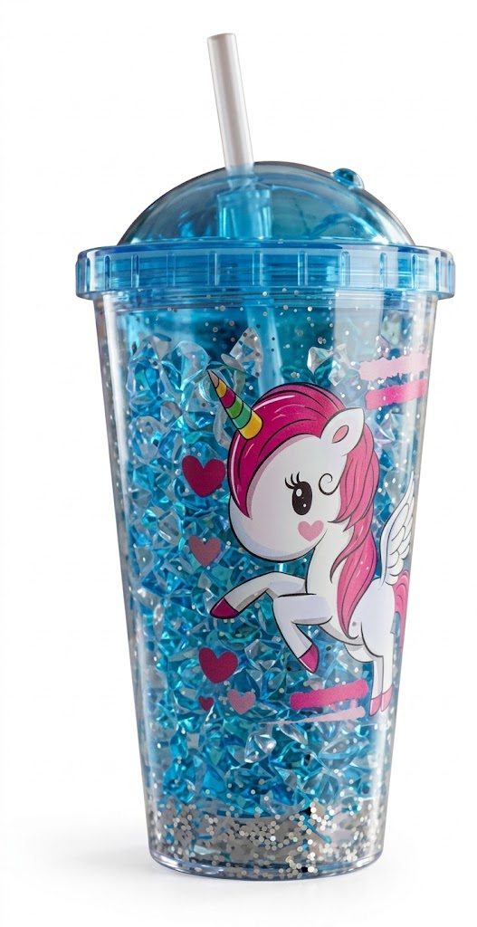 5706 ( Magical Unicorn Glitter Tumbler with Straw ) - Image 2
