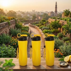 600 (SunnyGrip Premium Yellow Sports Water Bottle Set)