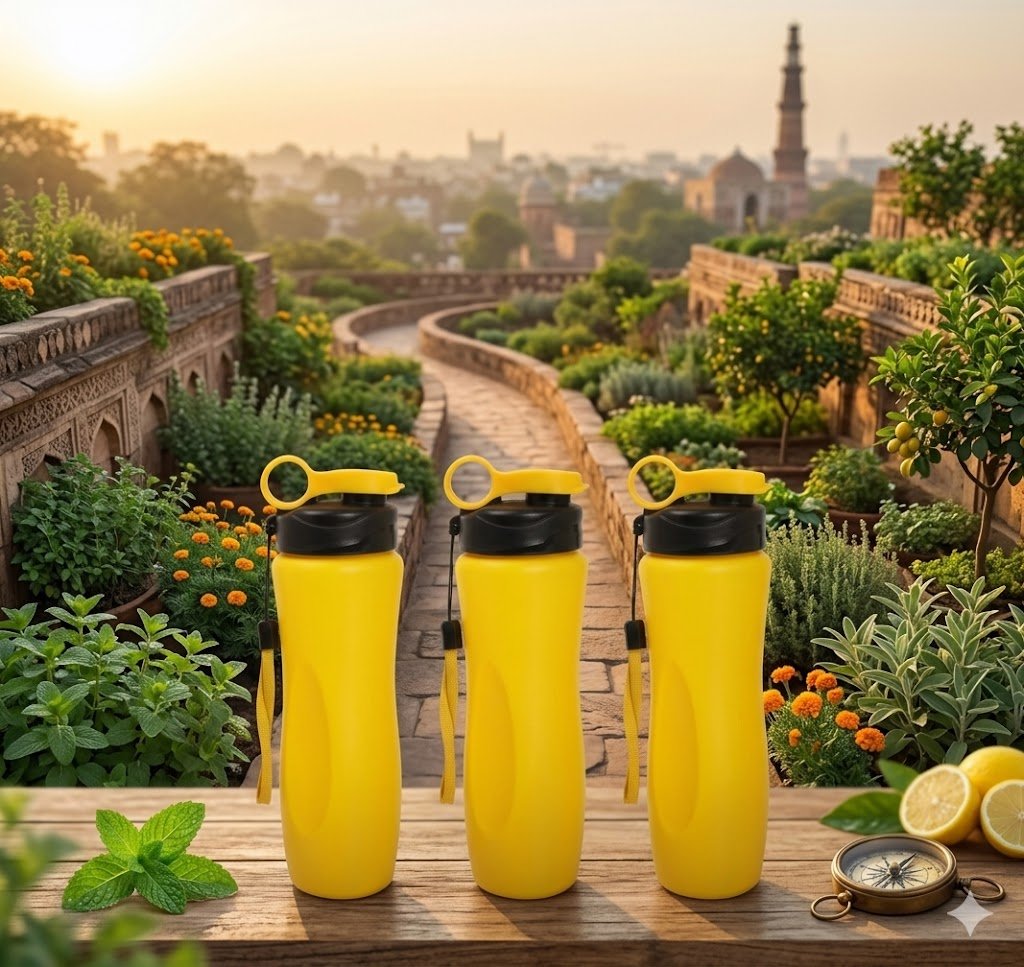 600 (SunnyGrip Premium Yellow Sports Water Bottle Set)