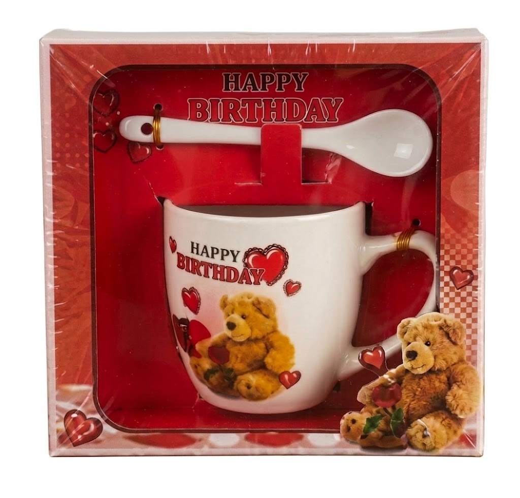 619 ( "Happy Birthday" Teddy Bear Ceramic Mug & Spoon Gift Set ) - Image 2