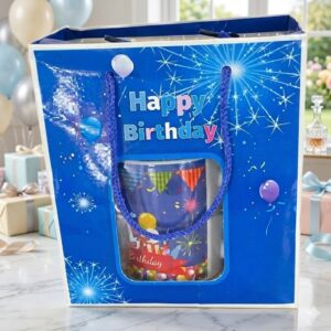 626 ( "Happy Birthday" Festive Mug & Matching Gift Bag Set )