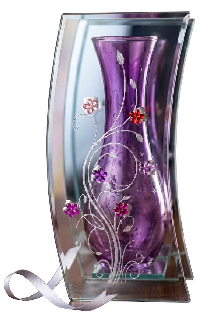 6930 (Elegant Purple Floral Glass Vase Art Frame) - Image 2
