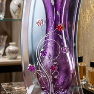 6930 (Elegant Purple Floral Glass Vase Art Frame)