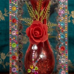 6939 (Royal Red Crystal Floral Vase Showcase)