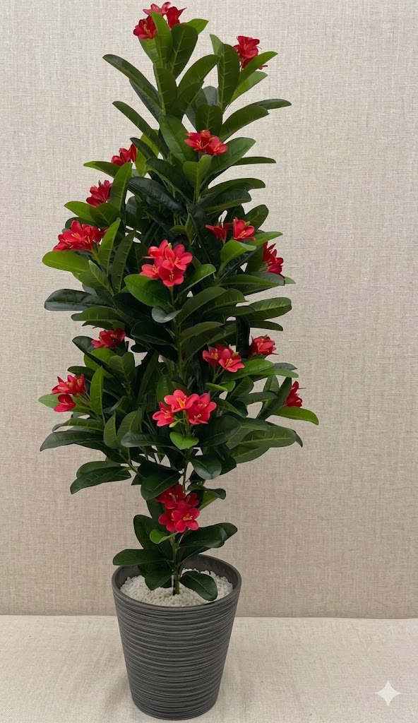 7155-2 (Premium Artificial Red Blossom Plant)