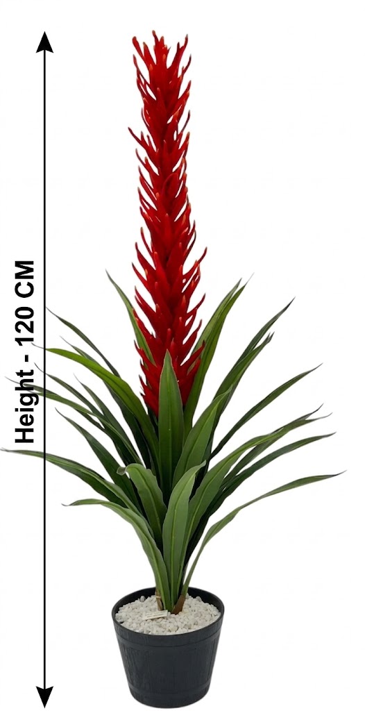 7259-1 (Scarlet Flame Decorative Artificial Plant in Rustic Pot) - Image 2