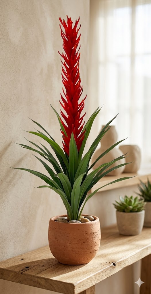 7259-1 (Scarlet Flame Decorative Artificial Plant in Rustic Pot)