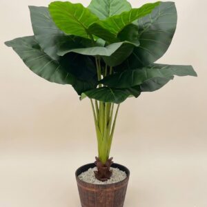 7270 (Royal Elephant Ear Artificial Plant in Wooden Finish Pot)