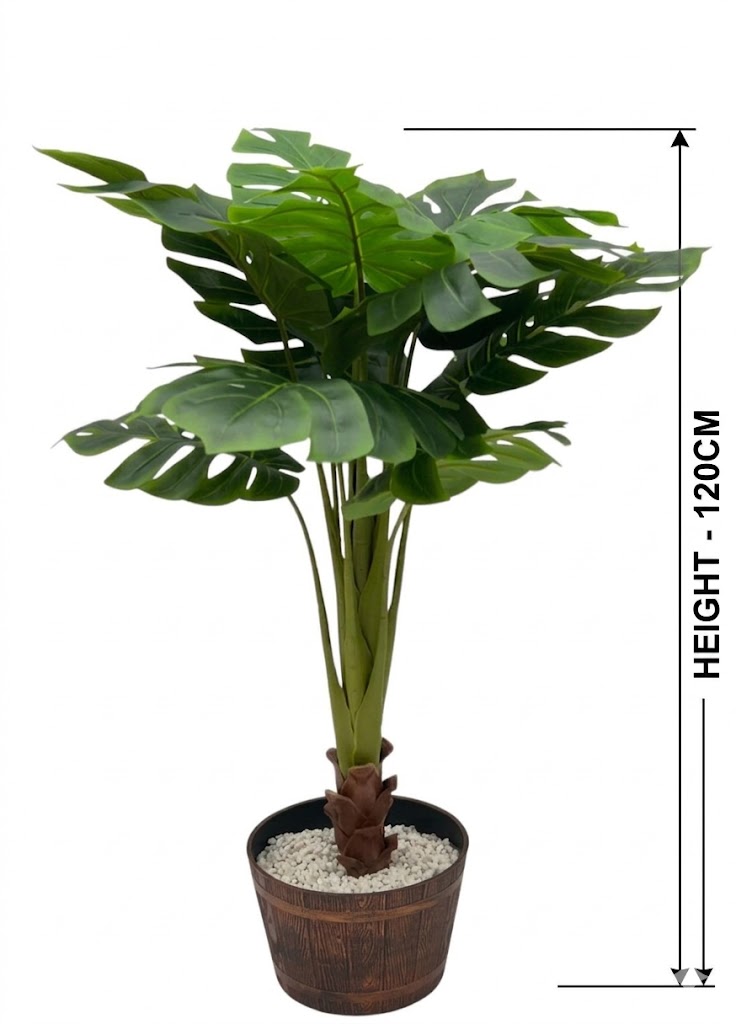 7271 (Deluxe Monstera Split-Leaf Artificial Plant in Wooden Finish Pot) - Image 2