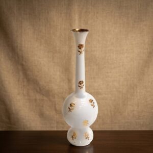 737 ( Luxury White & Gold Decorative Metal Floor Vase )