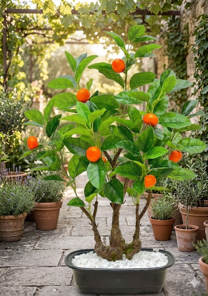 7377 (Orange Fruit Bonsai Plant (Decorative Citrus Tree)