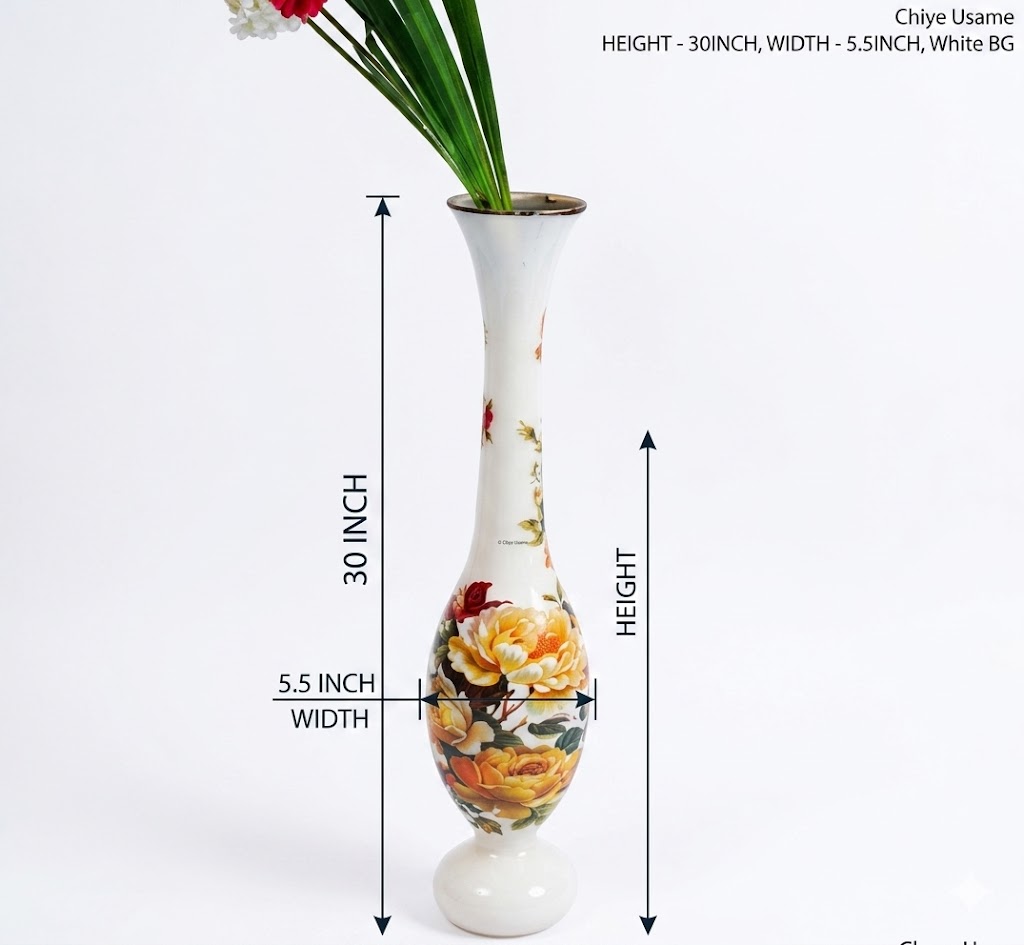 740 B ( Royal Bloom Metal Decorative Floor Vase – 30 Inch Floral Designer Vase ) - Image 2