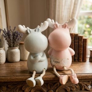7983 (Pastel Deer Couple Sitting Figurine Set)