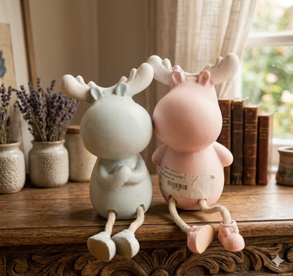 7983 (Pastel Deer Couple Sitting Figurine Set)