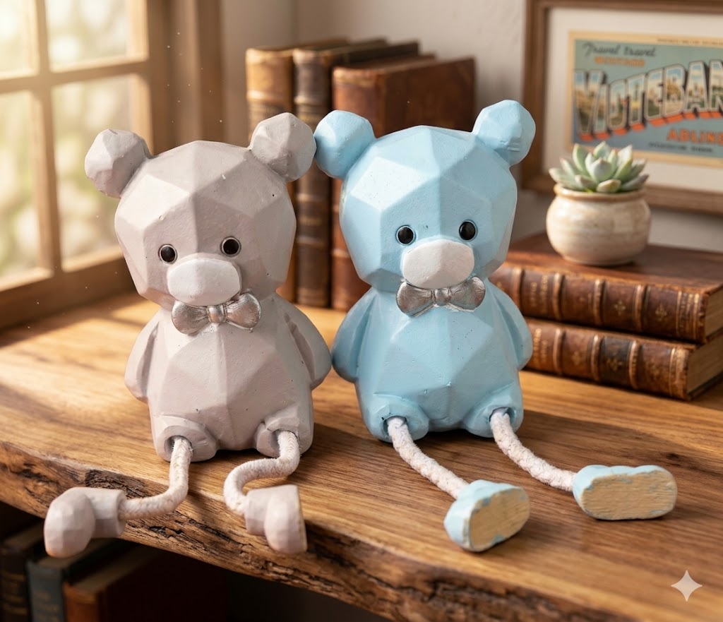 8039 (Pastel Teddy Duo Sitting Figurine Set)