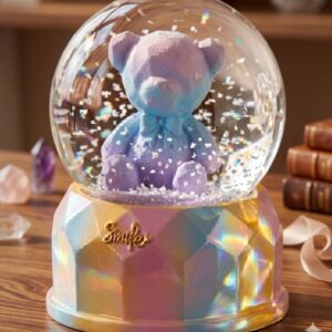 8091 (Dreamy Pastel Teddy Snow Globe – Musical Decorative Showpiece)