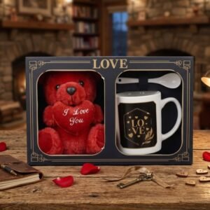 8234 (Elegant Love Gift Set – Teddy Bear, Premium Mug & Spoon Combo)