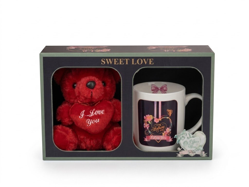 8235 (Sweet Love Gift Hamper โ Teddy Bear & Designer Mug Combo) - Image 2