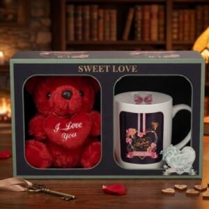 8235 (Sweet Love Gift Hamper – Teddy Bear & Designer Mug Combo)