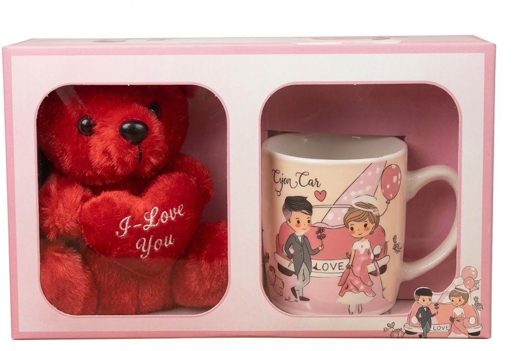 8238 (Romantic Love Gift Set โ Teddy Bear & Couple Mug Combo) - Image 2
