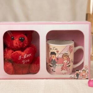 8238 (Romantic Love Gift Set – Teddy Bear & Couple Mug Combo)