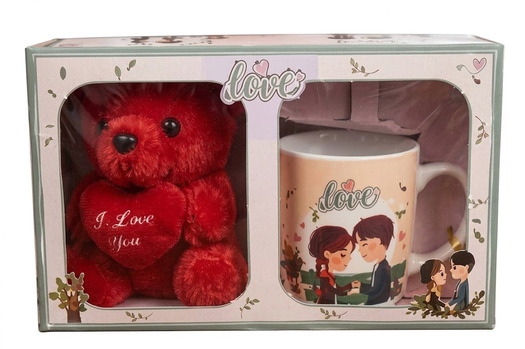 8241 (Love Edition Gift Set โ Teddy Bear & Romantic Couple Mug Combo) - Image 2