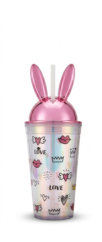 8889 (Bunny Bliss Love Print Straw Tumbler) - Image 2