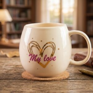 8853 (“My Love” Elegant Heart Ceramic Mug – Romantic Coffee Cup Gift)