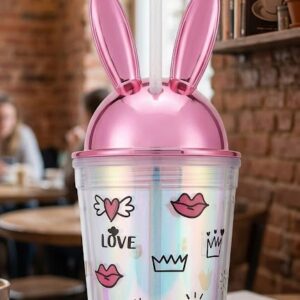 8889 (Bunny Bliss Love Print Straw Tumbler)