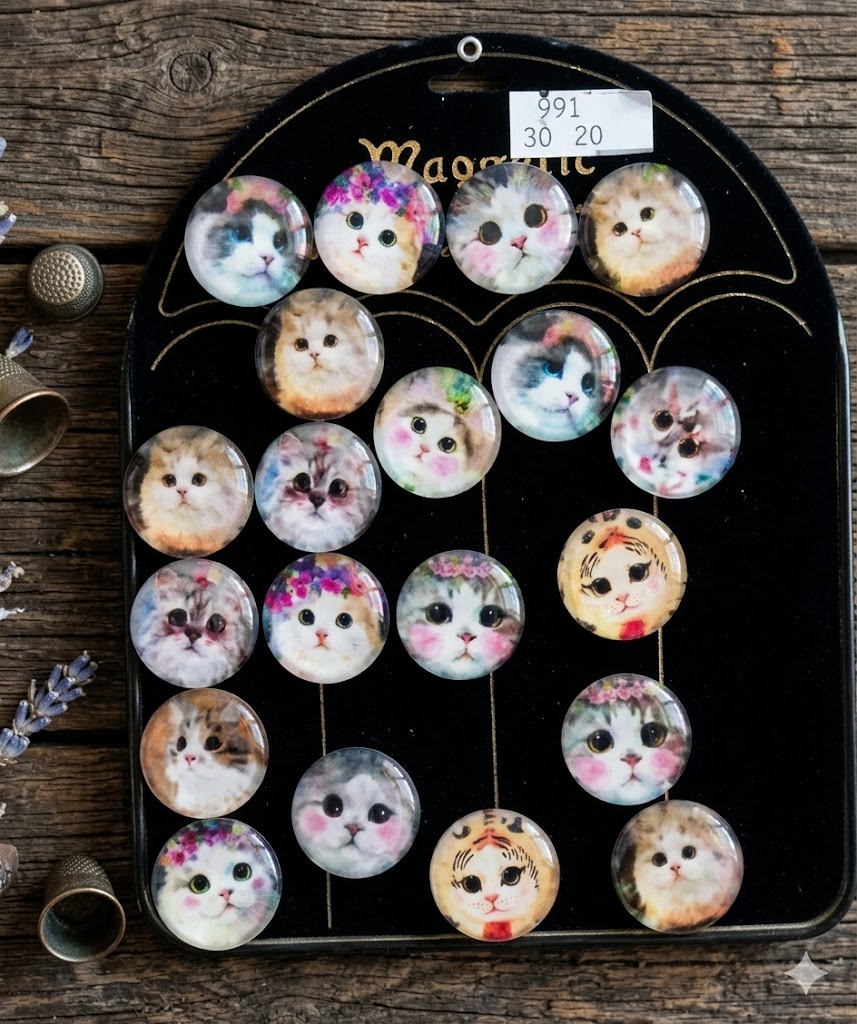 895 (Cute Cat Face Glass Cabochon Set Decorative Craft Embellishments)