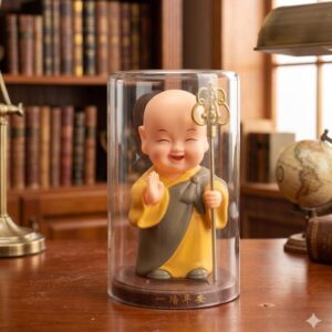 079 (Serenity Monk Blessing Figurine in Glass Dome – Peaceful Spiritual Home Décor)