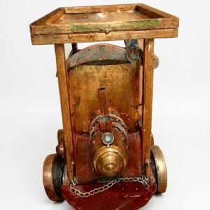 Vintage Wooden Steam Engine Train Showpiece with Brass Finish