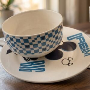 639 (Classic Mouse Checkered Bowl & Saucer Set)