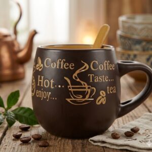 6595 (Rustic Coffee Lover’s Ceramic Mug – Vintage Style “Coffee Time” Cup)