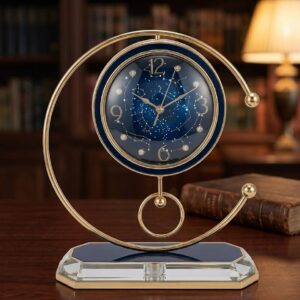 J-2019 ( Celestial Orbit Table Clock – Luxury Blue & Gold Decorative Timepiece )