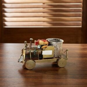 TRAIN PEN HOLDER ( Vintage Train Pen Holder – Rustic Metal Desk Organizer Showpiece )
