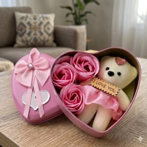 AR2468 ( Sweetheart Rose Teddy Gift Box Showpiece ) ( PcsCtn.200 )