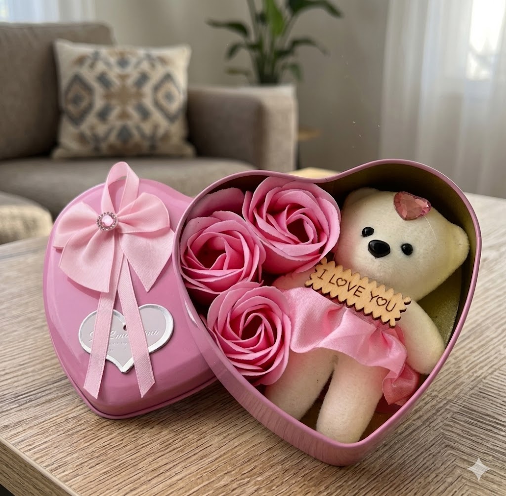 AR2468 ( Sweetheart Rose Teddy Gift Box Showpiece ) ( PcsCtn.200 )