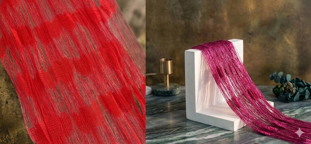 AR2910 ( Royal Magenta Decorative Thread Curtain Panel ) ( PcsCtn.200 )